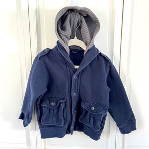 GAP Baby Gap Toddler Hooded Sweatshirt Cardigan Jacket 4 Button, Front Pockets